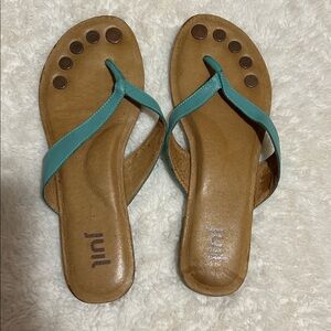 Juil Earthing Hera Grounding Sandals Flip Flops • Size 7 • Teal Green / Blue